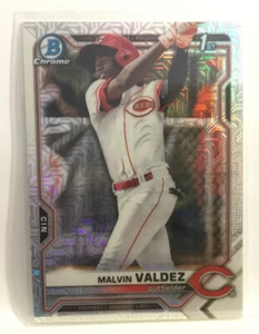 2021 BOWMAN CHROME MALVIN VALDEZ 1ST ROOKIE MOJO REFRACTOR #184 REDS MSK - Picture 1 of 2