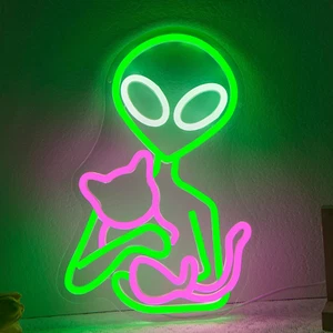 Insegna Neon Aliena Dimmerabile Gatto Alieno Luci Neon Gatto Insegna LED per Gatto B-Alieno - Foto 1 di 11