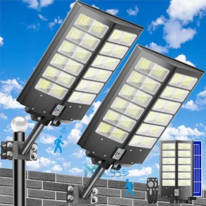 9900000000LM Commercial Solar Street Light LED Flood Dusk To Dawn Road Lamp+Pole - Picture 1 of 125