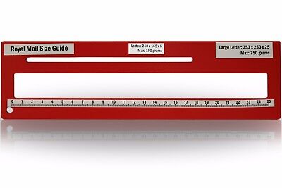 Royal Mail PPI Letter Size Guide Post Office Postal Price Postage Ruler - Red. • 3.40£