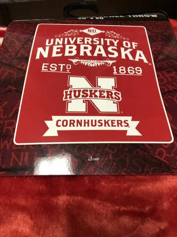 Nebraska Cornhuskers Northwest Plush Raschel 50 X 60 Throw  Est. 1869 Cover