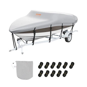 600D Trailerable Boat Cover 14-16ft Waterproof Heavy Duty V-Hull Runabout Cover - Picture 1 of 12