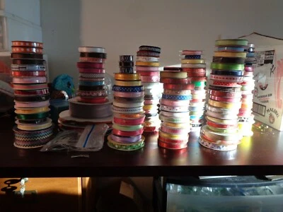 135 rolls of satin  ribbon PLUS 113  metal barrettes ALL HOLIDAYS Some New - Image 1 of 4