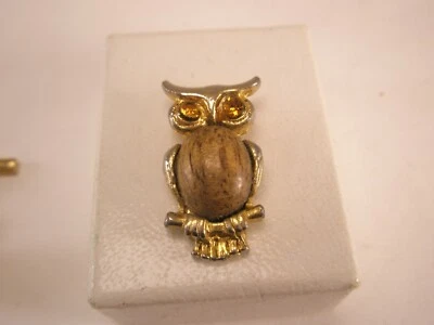 Сова милый винтажный галстук лацкан булавка рога визг амбара снег ночь птица животное k04 - Изображение 1 из 4