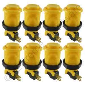 8 x Suzo Happ 28 mm runde klassische Arcade Tasten & Mikroschalter (gelb) - MAME - Bild 1 von 2