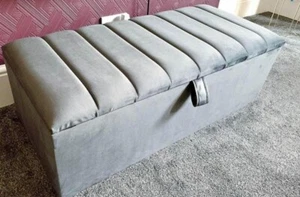 Ottoman Storage Trunk Toy Chest Bedding or Blanket Box Large Wooden Malmo - Picture 1 of 1