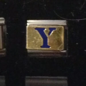 Blue Letter Y - Initial Team School - Italian Charm Bracelet Link 9mm - Picture 1 of 2