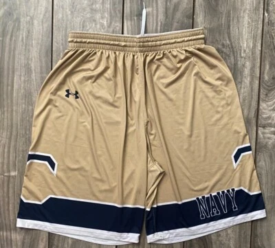 TEAM ISSUED Under Armour Navy Midshipmen Basketball Game Shorts Men's Large - Image 1 of 4