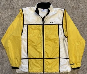 Vintage 90s Nike Colorblock Windbreaker jacket Large 12-14 White/black/yellow - Picture 1 of 3