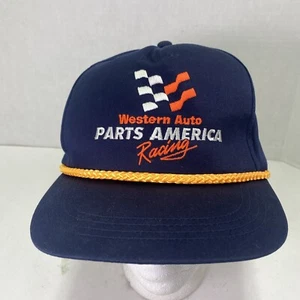Vintage Western Autorennen Seil Trucker Snapback Mütze Kappe Herren schwarz Made in USA - Bild 1 von 7