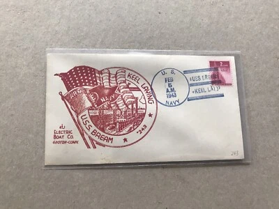 US WWII Naval Cover +US Submarine #243 +USS Bream +Keel Laid Cachet +02/05/43 - Image 1 of 2
