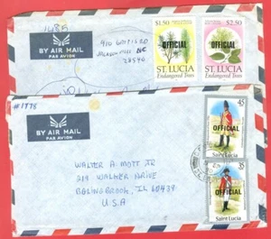 St Lucia 4 diff stamp Overprint OFFICIAL on 2 diff cover to USA - Picture 1 of 1
