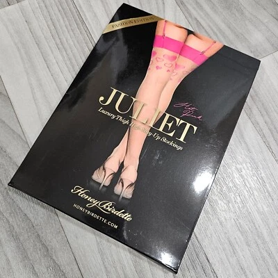 Чулки Honey Birdette Juliet Hot Pink Hearts Stay Up высота до бедер размер L - Изображение 1 из 4