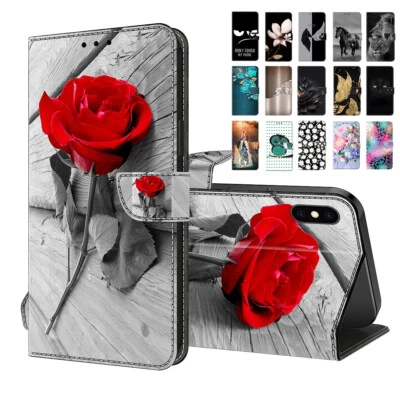 Printed Pattern Leather Flip Wallet Case For Samsung Galaxy S22 S21 FE S23 S24 + - Image 1 of 4