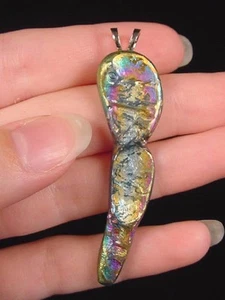(TP-135) WEIRD RARE TITANIUM Polymorph gold teal pink Rainbow PENDANT Jewelry  - Picture 1 of 2