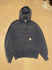 Carhartt Rain Defender Loose Fit Heavyweight Quarter Zip Hoodie Pullover SM Navy - Picture 1 of 6