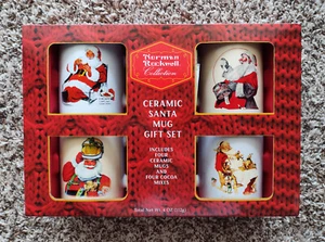 Normal Rockwell Collection - Four Ceramic Santa Mugs - Gift Set w/Cocoa Mixes - Picture 1 of 10