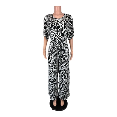 Lisa Rinna Collection Women's Short Sleeves Wide Leg Jumpsuit Off White 0 Size - Image 1 of 2