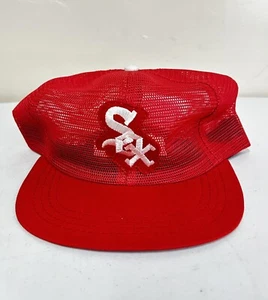 Vintage All Mesh Chicago White Sox Snap Back Hat MLB Baseball RARE Red - Bild 1 von 6