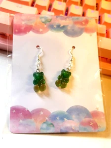 Green Cute Gummy Bear Earrings Fun Festival Faux Candy Kawaii Gift - Picture 1 of 1