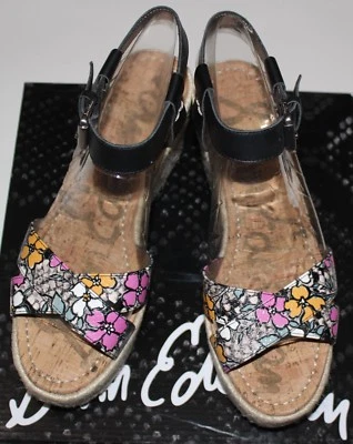 SAM EDELMAN DESTIN MASILLA/NEGRO ALPARGATA CUÑA SANDALIA EE. UU. 8,5 Foto 1 de 4