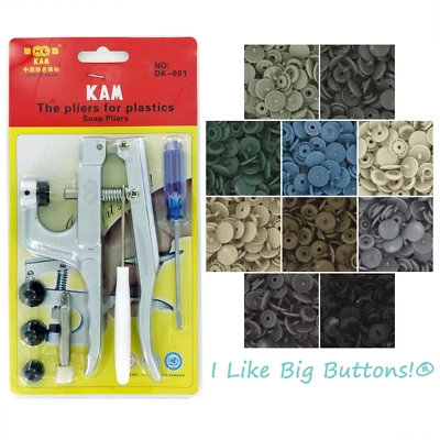 KAM Snaps Kit/Pliers/Awl - 100 Military Starter Size 20/T5 Plastic No Sew Button - Image 1 of 4