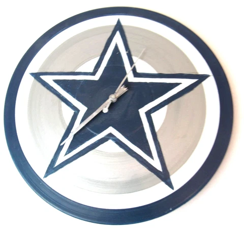 Dallas Cowboys Classic  Logo Star Clock  Hand Crafted on a Vinyl Album Cover