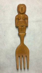 Vintage Frok Figure Woman Wooden Hand Carved statue Rare Tribal 8" Decoration  - Picture 1 of 7