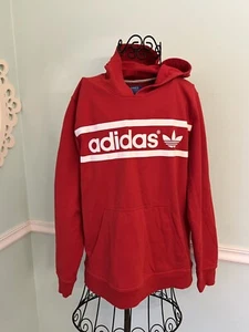 ADIDAS Hoodie Sweatshirt Trefoil Logo Kangaroo Pocket Size Youth XL Red - Picture 1 of 4