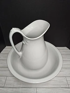 Antique Royal Ironstone China Johnson Brothers England Pitcher 12.5in W/ Bowl - Picture 1 of 10