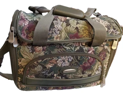 Vintage 13" Protocol Floral Tapestry Large Travel Luggage Shoulder Toiletry Bag - Image 1 of 4