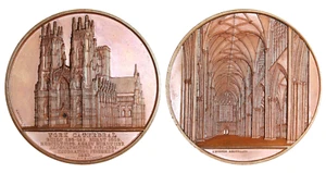 P274, Gran Bretaña, c1855 Medalla de Bronce por Wiener, Catedral de York, ¡Rara! - Imagen 1 de 3