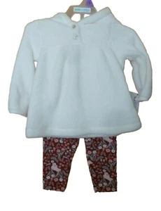 Baby Girl's 12M White Hoodie & Pants Set New - Picture 1 of 2