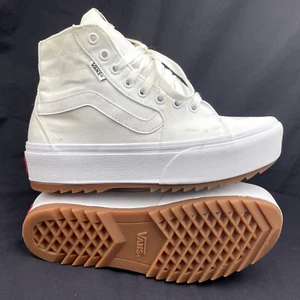 Vans Off the Wall White Stacked Platform Canvas High Top Women's Size 9 - Picture 1 of 9