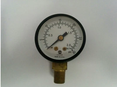USG US GAUGE, 0-30 PSI, 0-2.0KG/CM, 1/8" NPT BOTTOM CONNECT 1-1/2" DIAMETER, NNB - Image 1 of 2