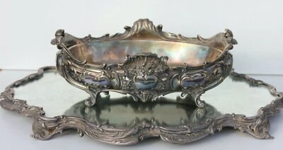 GRAND SURTOUT DE TABLE EN BRONZE ARGENTÉ - XIX° siècle - H. VOISENET - 7,450 kg - Photo 1/4