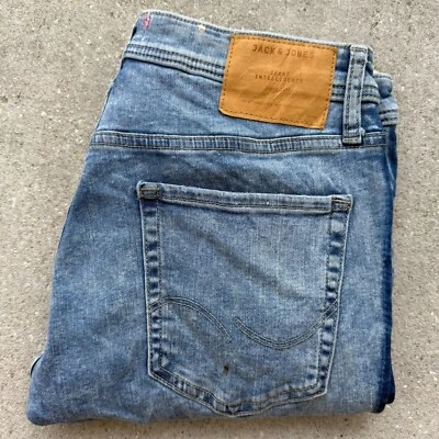 Jack & Jones Intelligence Men's 33x32 Slim Straight Jeans Two Toned Distressed - Image 1 of 4