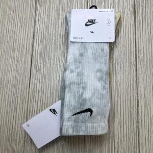 Nike Socks Mens XL Dri-FIT Crew 2 Pack Tie Dye Green Gray M12-15 DM3407-912 - Picture 1 of 5