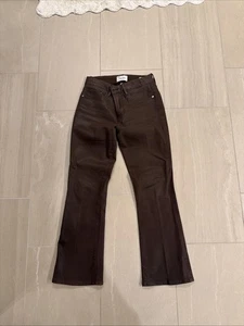 FRAME Denim Le Crop Mini Stivale Donna Taglia 27 Marrone Rivestito Jeans Tasche - Foto 1 di 8