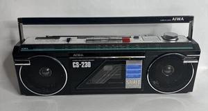 1980s Aiwa AM/FM Aux-in Radio Cassette Player CS-230 Boombox Ghettoblaster - Picture 1 of 13