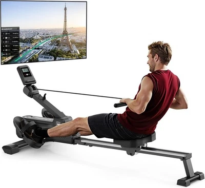 Foldable Magnetic Rowing Machine 16-Level Compact Quiet App Smart Home Rower - Image 1 of 4