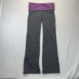 Victoria's Secret Pink Flare Leggings Damen M grau Spellout Foldover Taille Y2K - Bild 1 von 8