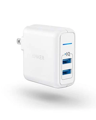 ANKER USB CHARGER ELITE DUAL PORT 24W WALL CHARGER POWERPORT 2 A2023 - WHITE - Image 1 of 4