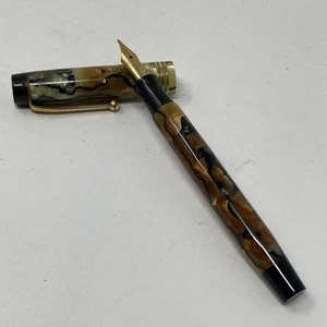 PARKER SENIOR DUOFOLD BLACK & PEARL MARBLE EF 14K As Is - Bild 1 von 13