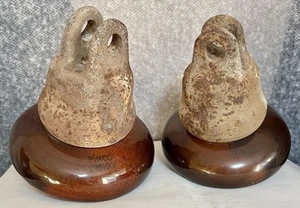 Two Pinco Brown Ceramic Cast Iron High Voltage Power Line Insulators - Picture 1 of 12