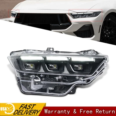 Passenger Side LED Headlights For 2024 2025 Ford Mustang S650 Black Inner Style - Image 1 of 4