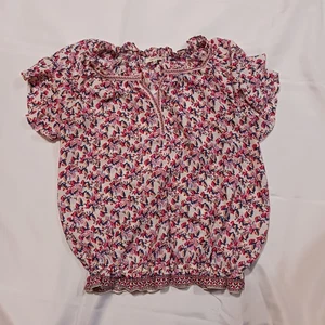 Top blusa donna Max Studio bianco e rosa floreale taglia media  - Foto 1 di 5