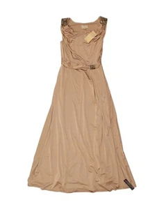 DEBENHAMS Womens Sleeveless Maxi Dress UK 14 Large Gold Polyester BC02 - Picture 1 of 4