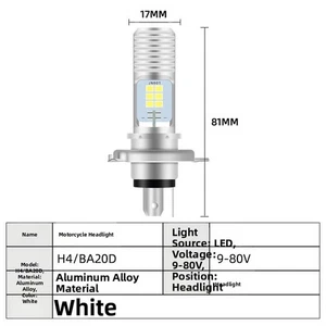 12V LED Motorcycle Headlight H4 BA20D P15D Bulb White Waterproof Lighting - Picture 1 of 20