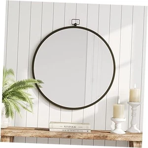  24 inch Round Mirror, Bathroom Vanity Wall Mirrors, Circle Mirror for Desk,  - Picture 1 of 7